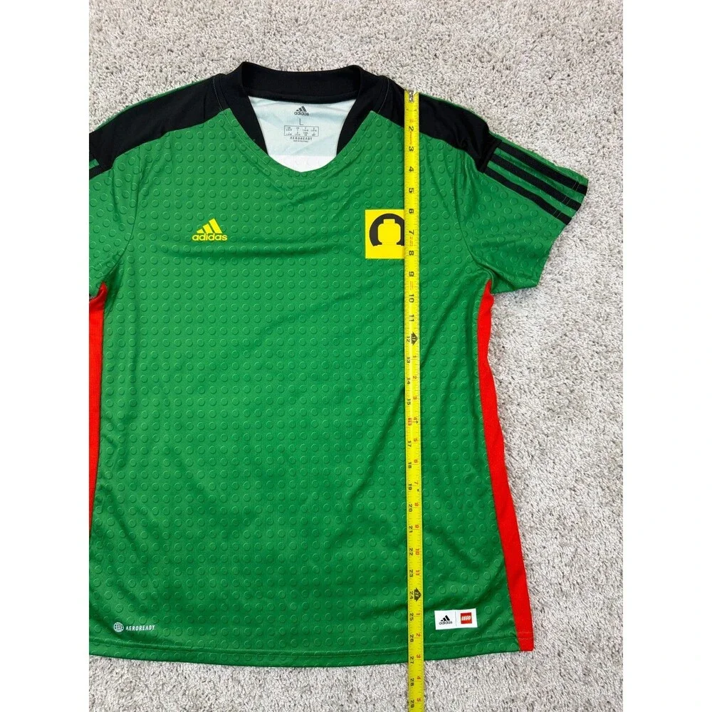 adidas x LEGO Men's L Green AEROREADY T-Shirt Brick Print Soccer Jersey NWT